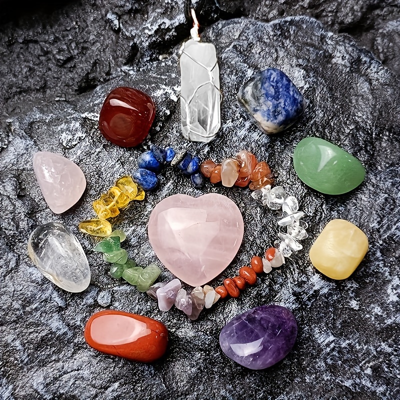 Chakra Stone Set Raw Bracelets Hexagonal Necklaces